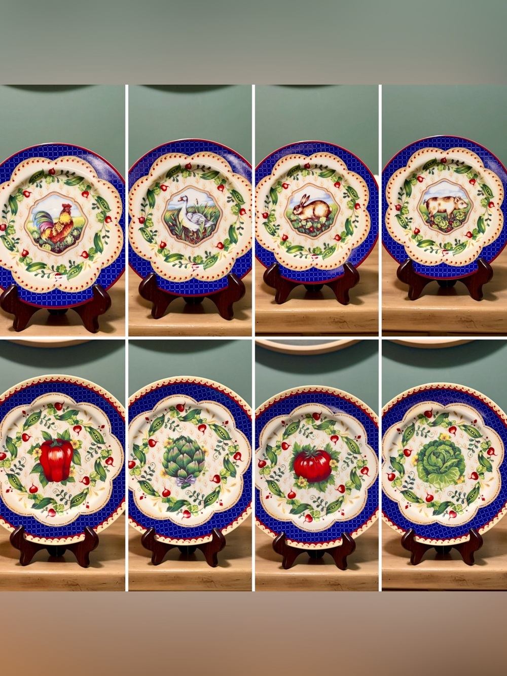 Andrea by Sadek Le Jardin Plates Set 8 Suzanne Nicoll Salad Dinner Plates